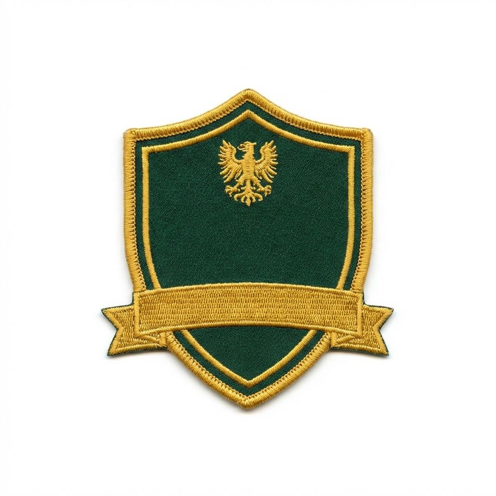 Shield with banner embroidered patch