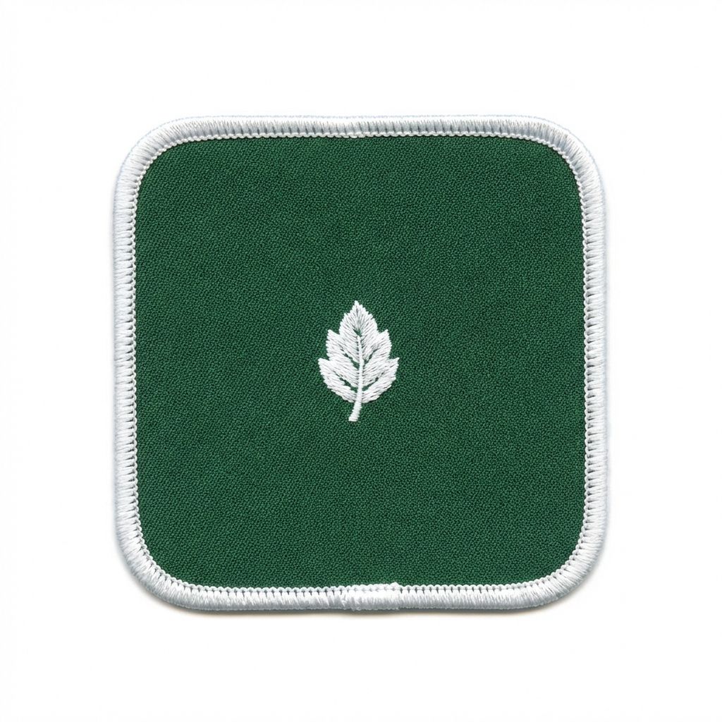 Rounded rectangle embroidered patch